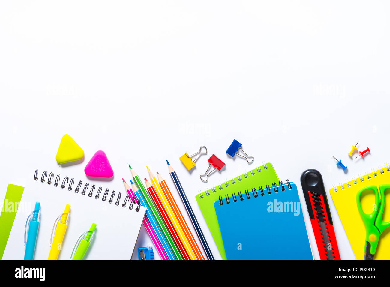 School and office supplies on white Stock Photo Alamy