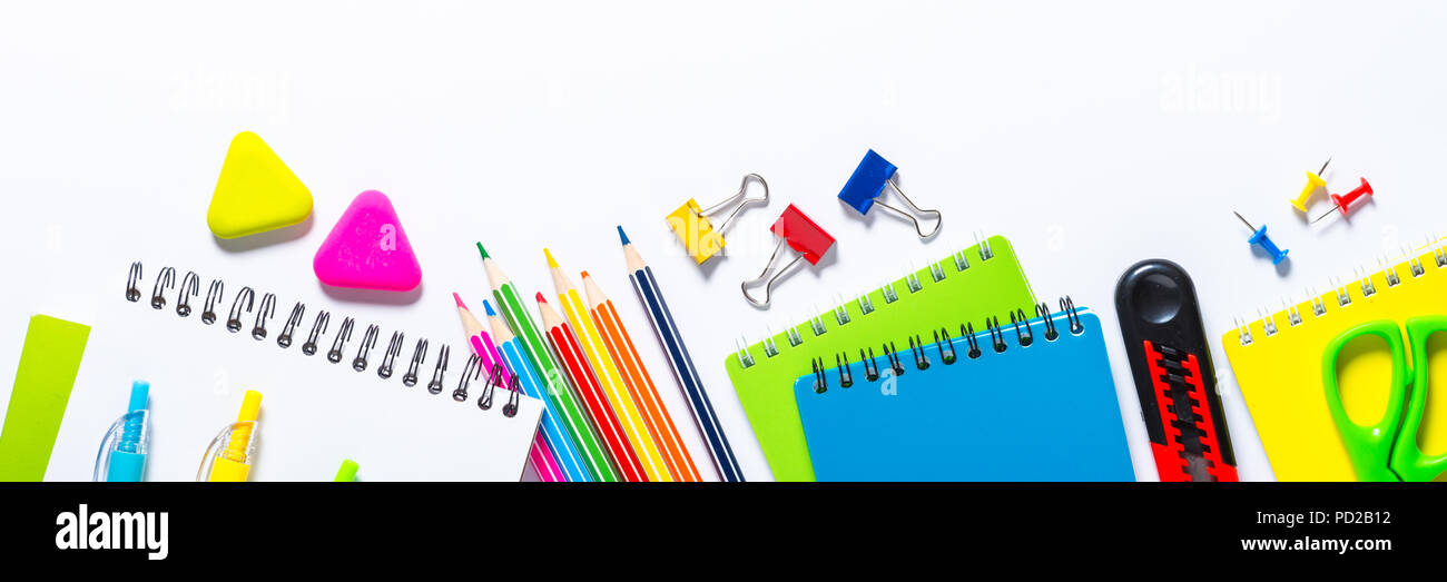 School and office supplies on white Stock Photo Alamy