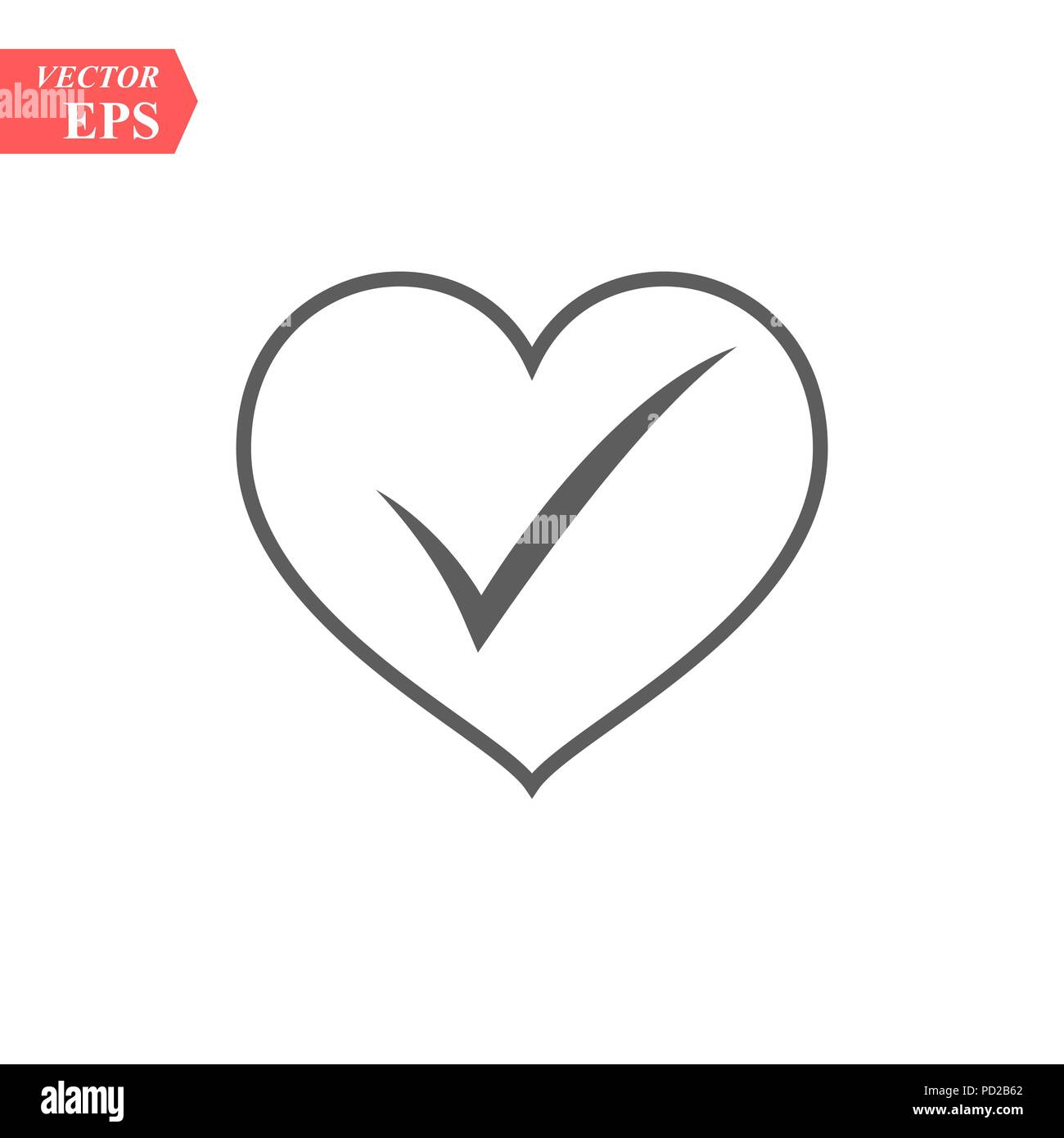 check mark in heart, vector illustration isolated on white eps10 Stock ...