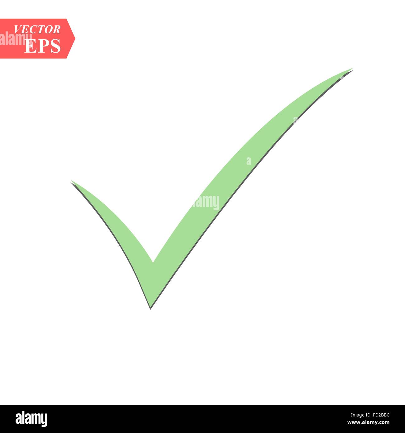 Green check mark with shadow isolated on white background eps10 Stock ...