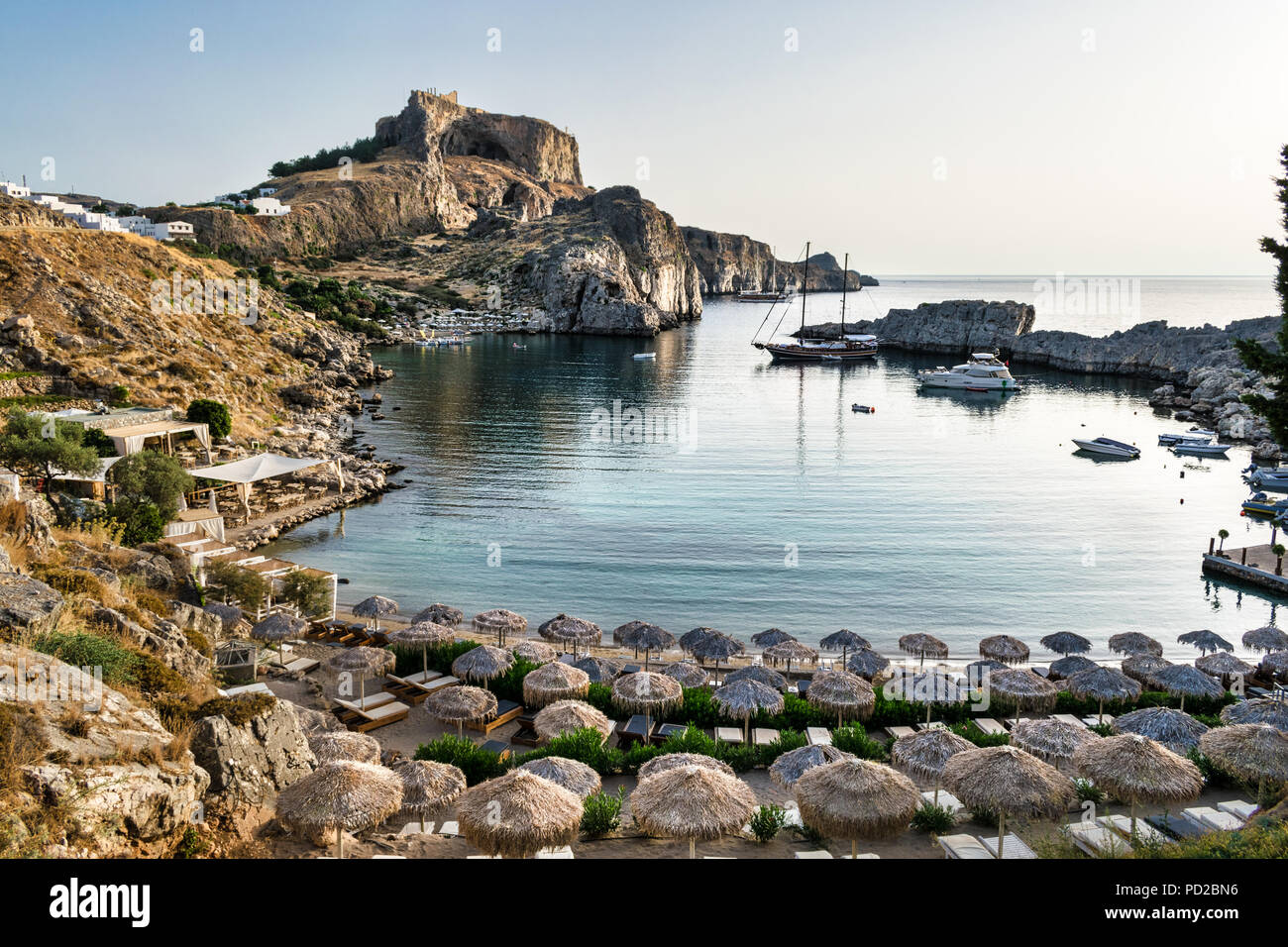 This is St Paul's bay in Lindos. Lindos is a small town on the Greek ...