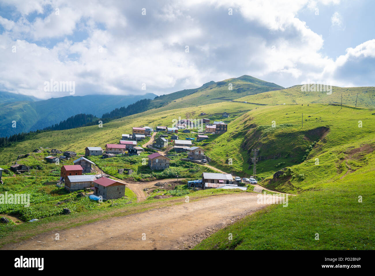 Gito Plateau houses Rize Camlihemsin in Blacksea Turkey Stock Photo