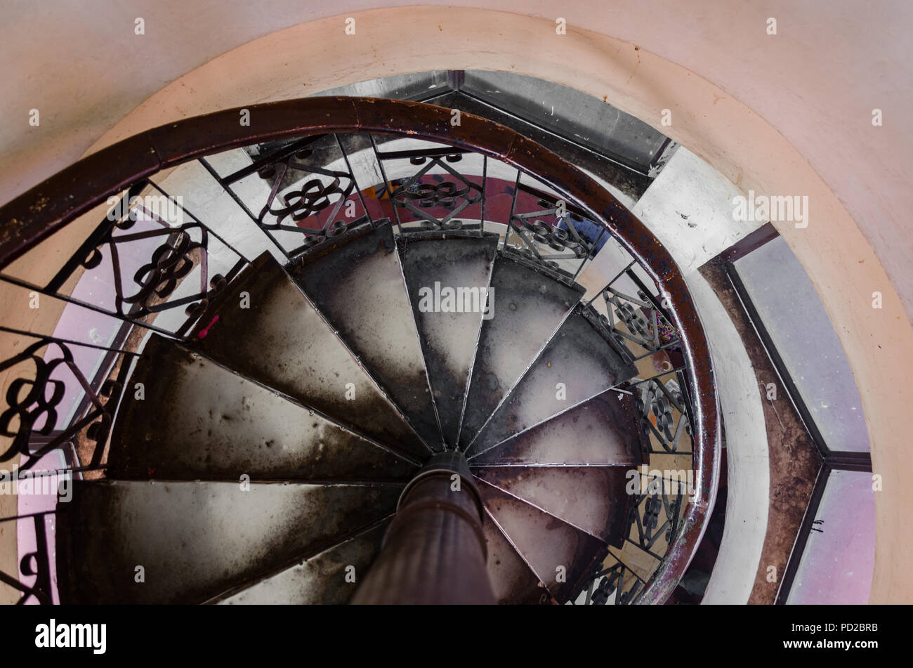 Spiral stairs that lead to the Telescope House at Doddabetta Peak ...