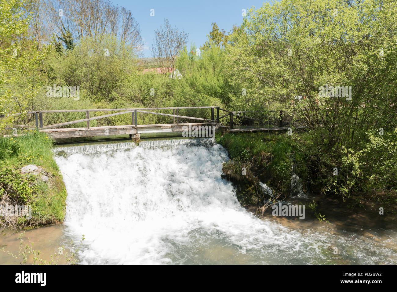 Small waterfall near the source of the Ebro river in Fontibre, Cantabrial,  Spain Stock Photo - Alamy