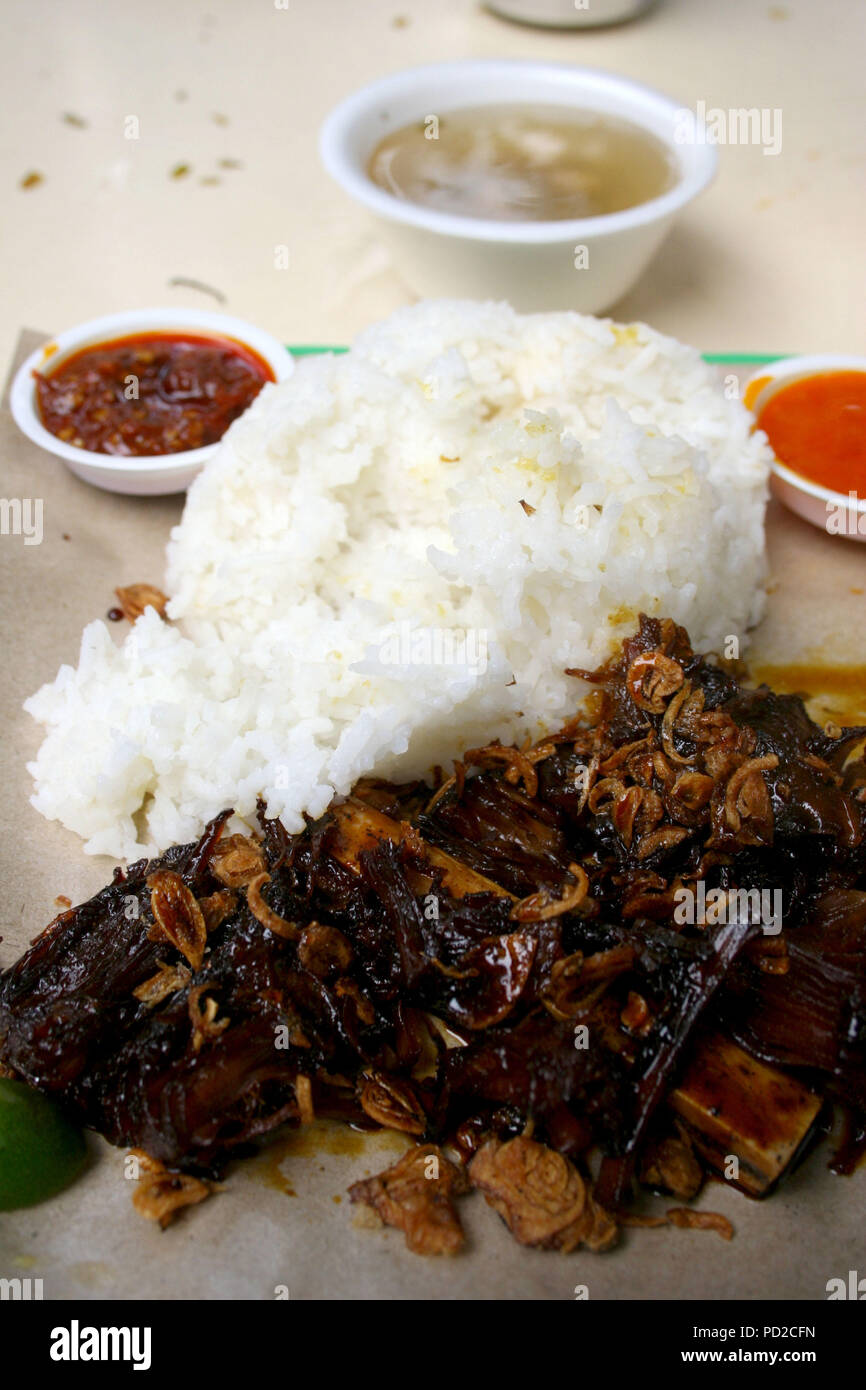 Ribs and Rice with Sambal, Singapoe Stock Photo Alamy