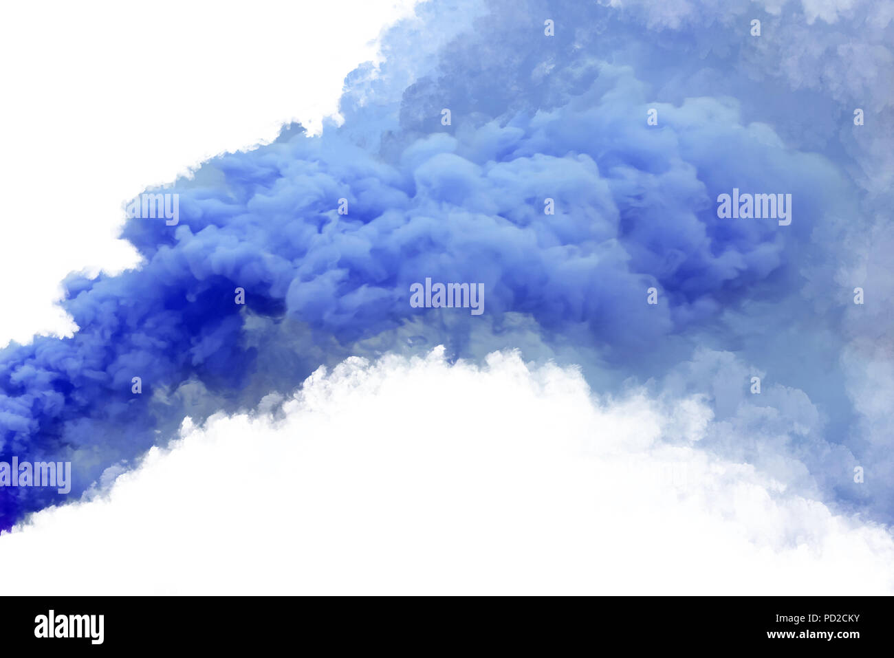 Blue smoke, isolated on white background. Stock Photo