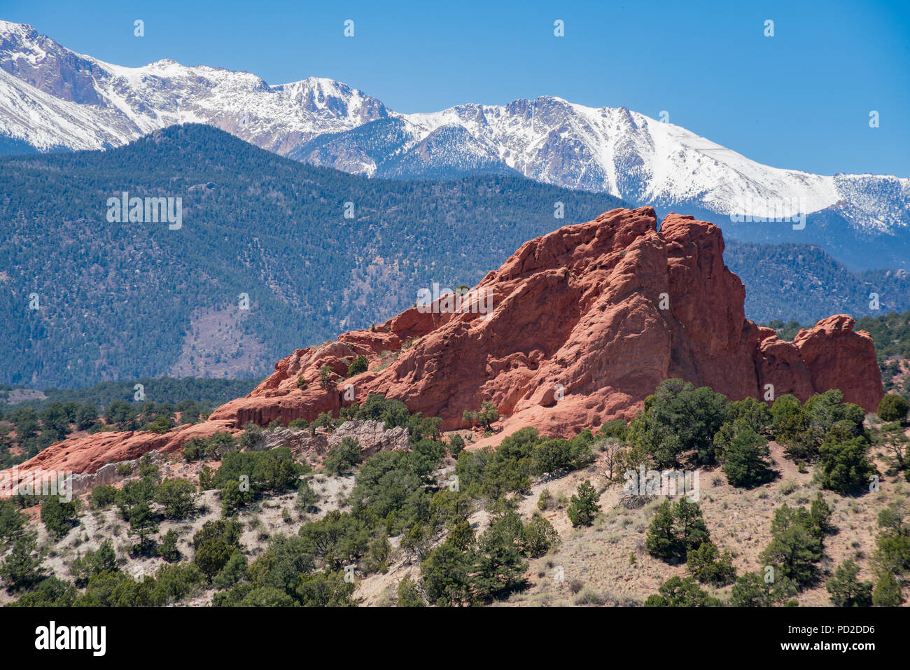 North Gateway Rock of the famous Garden of the Gods at Manitou Springs, Colorado Stock Photo