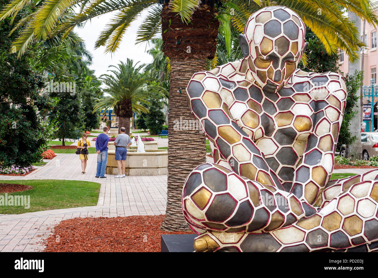 Boca Raton Florida,Palm Beach County,Mizner Park,upscale,shopping shopper shoppers shop shops market markets marketplace buying selling,retail store s Stock Photo