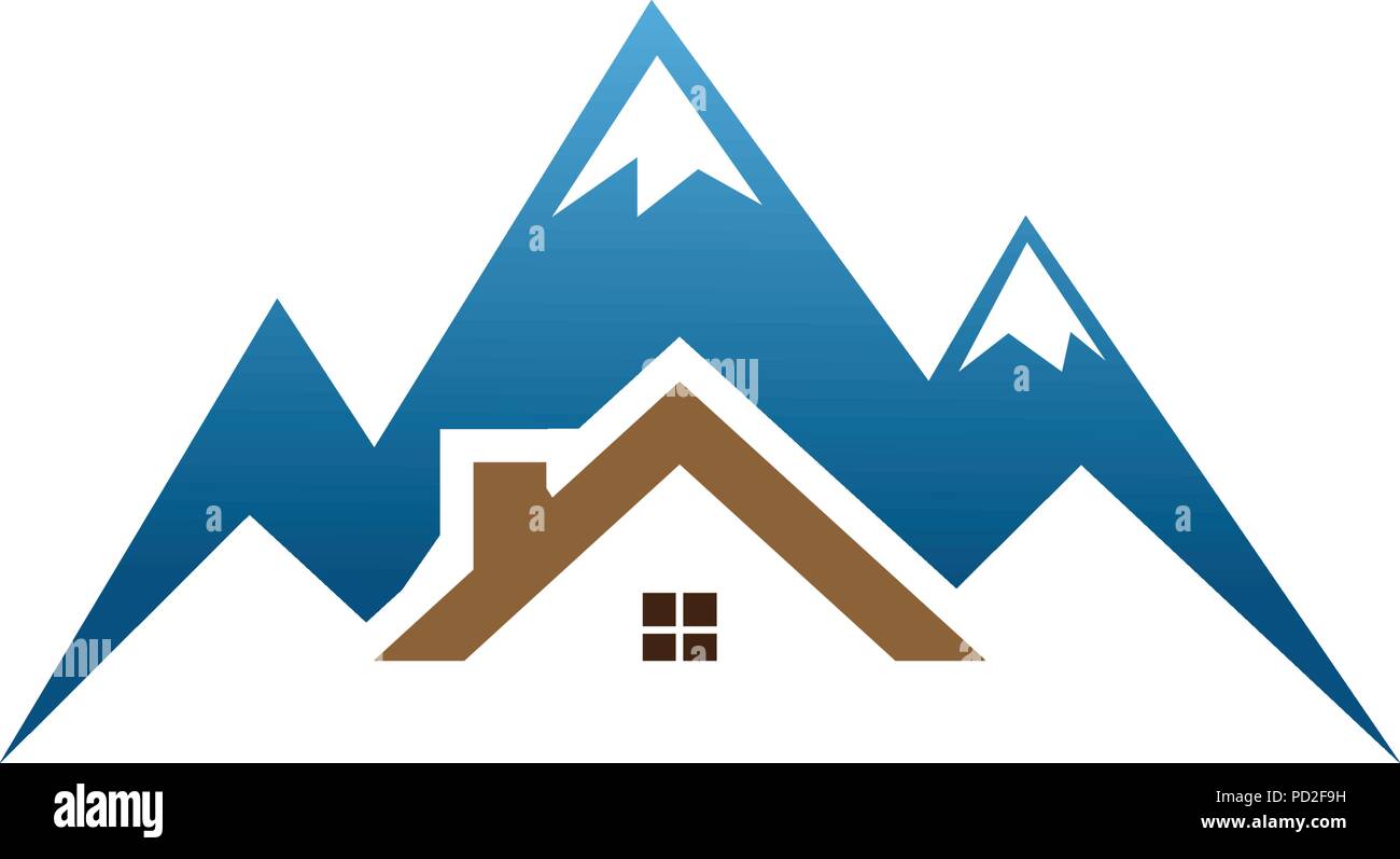 Real estate house mountain logo template vector Stock Vector