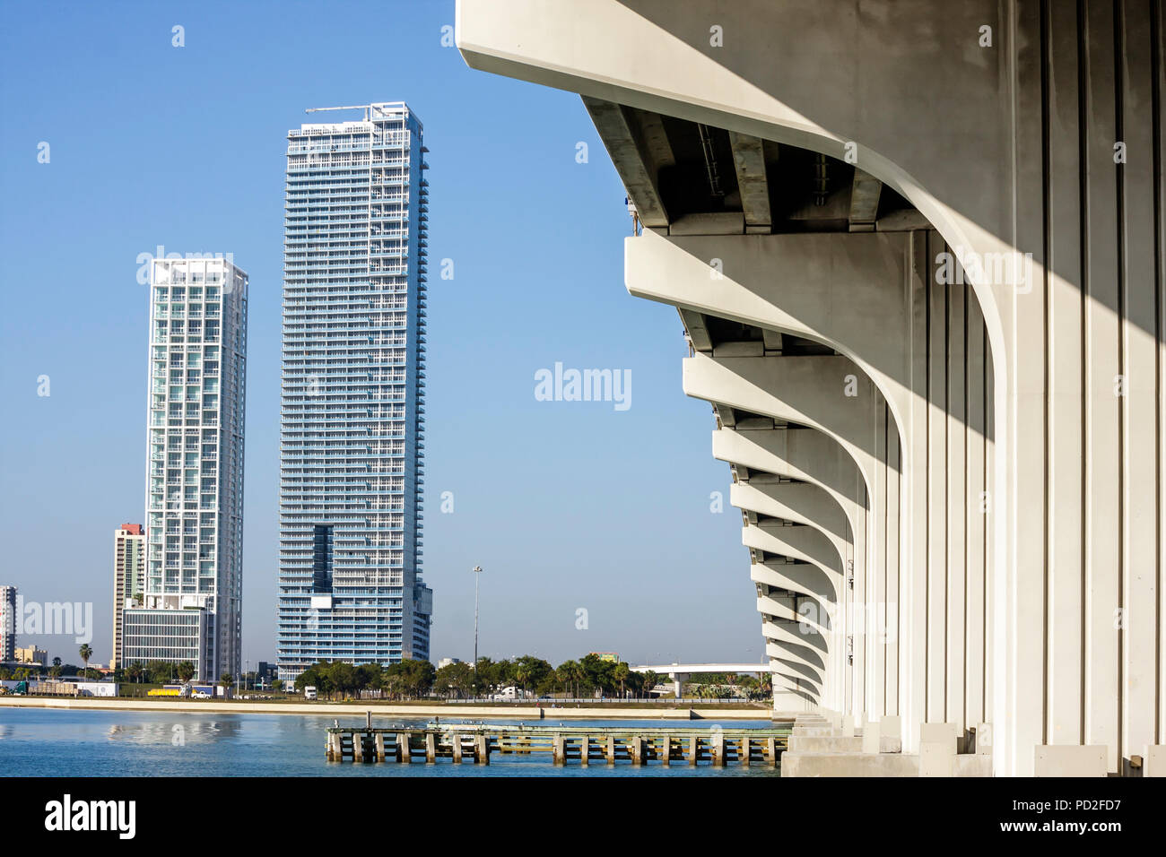 Miami Florida,Biscayne Bay water,Watson Island view,Biscayne Boulevard ...