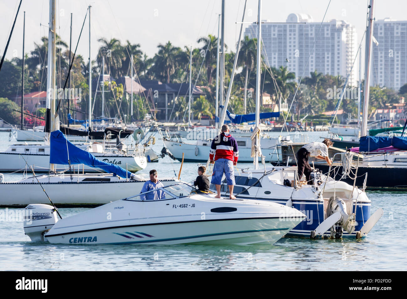 Miami Florida,Biscayne Bay water,Watson Island view,marina,boating