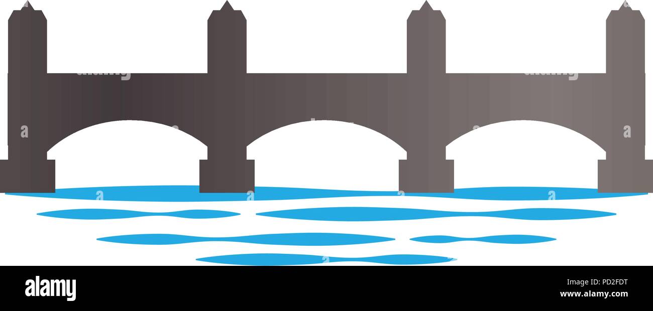 Bridge and river surface illustration logo design vector Stock Vector ...