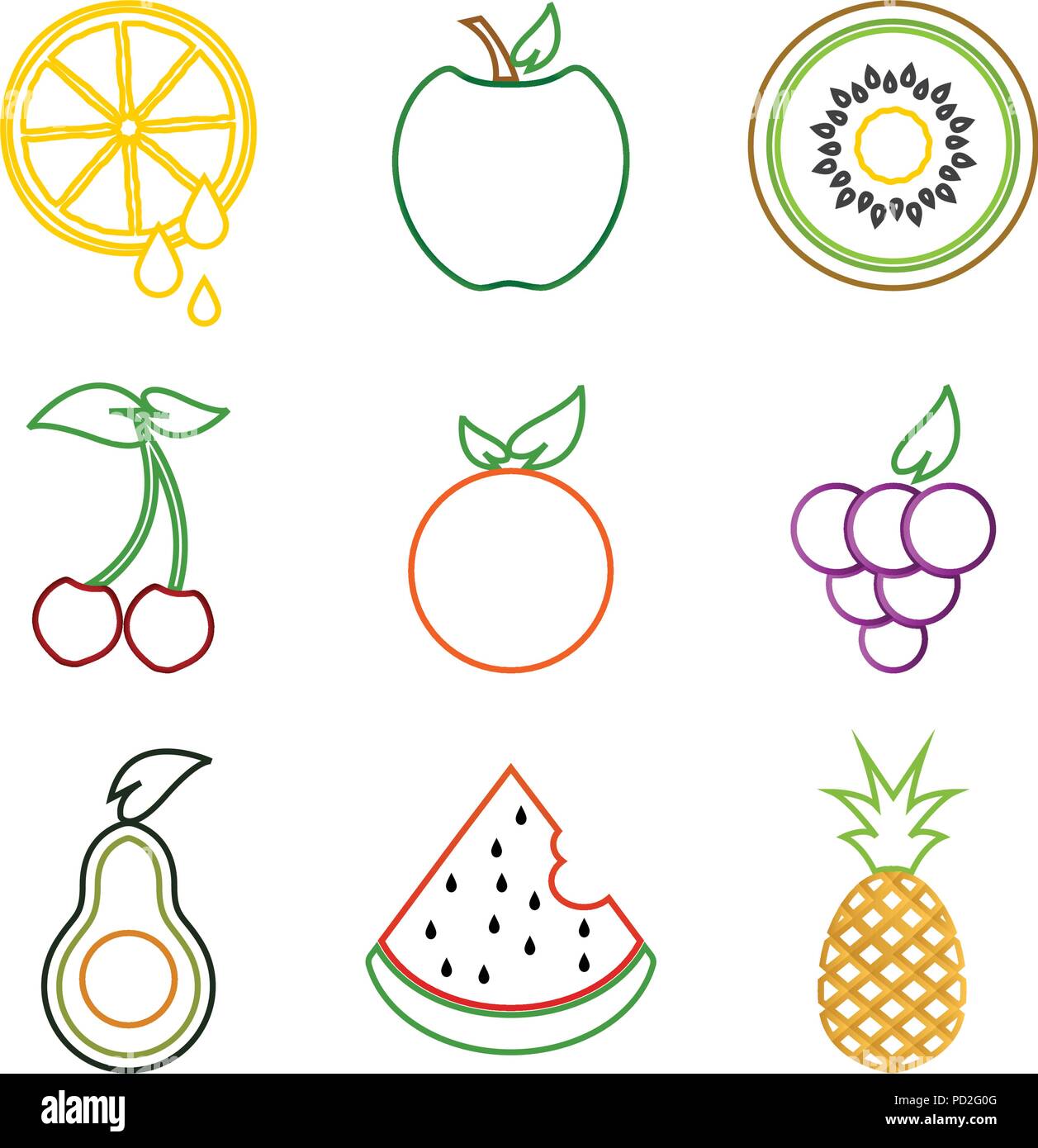 fruits out line picture fruits out line picture