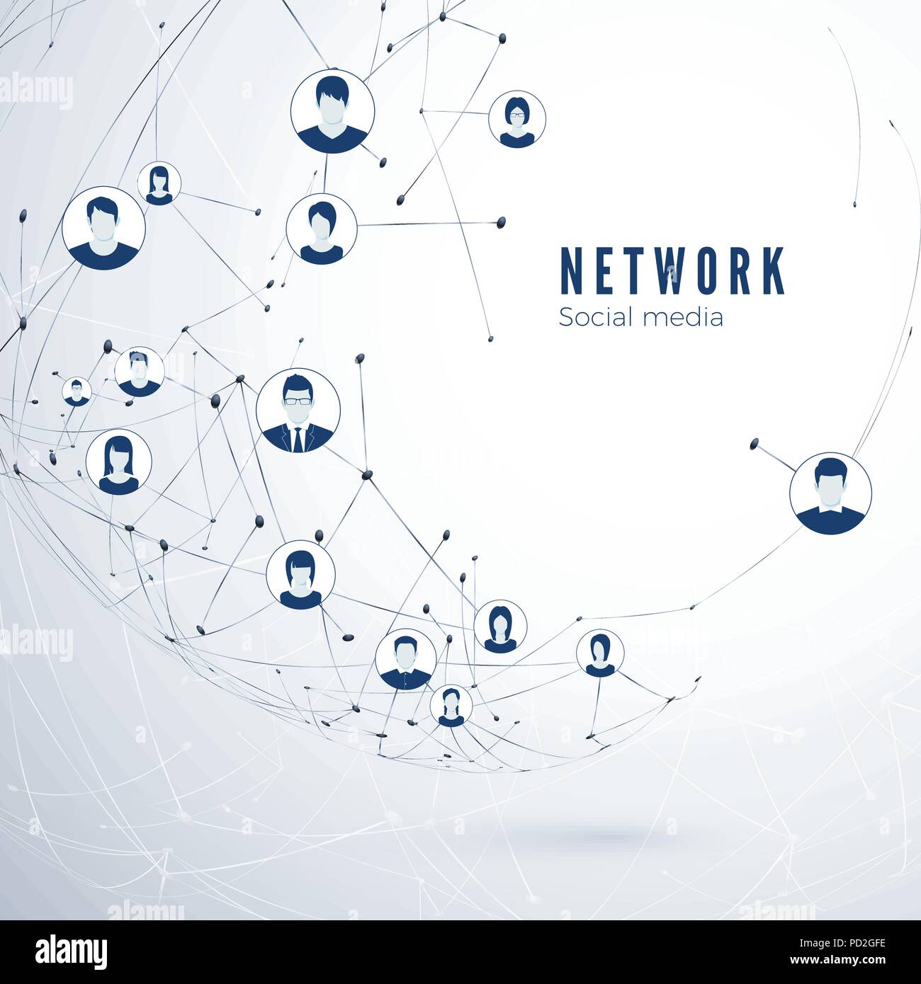 Structure of social media network. Global connection. User partnership connection. Vector illustration Stock Vector