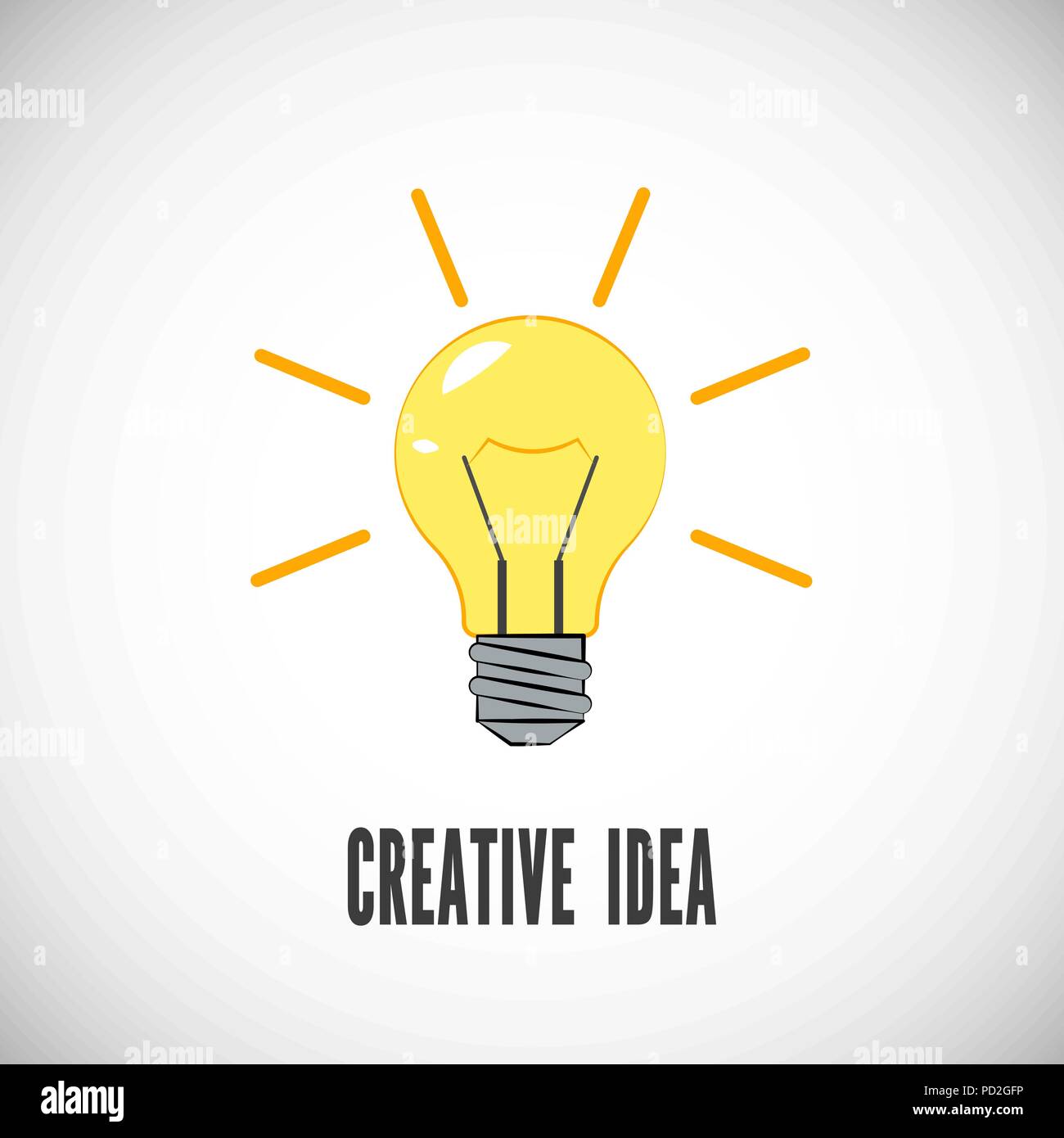 Creative idea. Light bulb with rays shine. Business or start up concept. Energy and idea symbol. Vector illustration Stock Vector