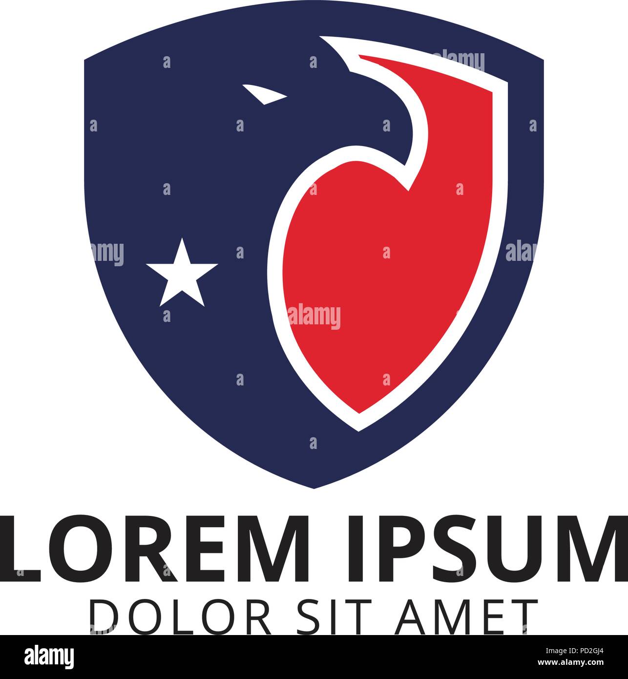 Eagle shield logo template with blue and red color Stock Vector Image ...