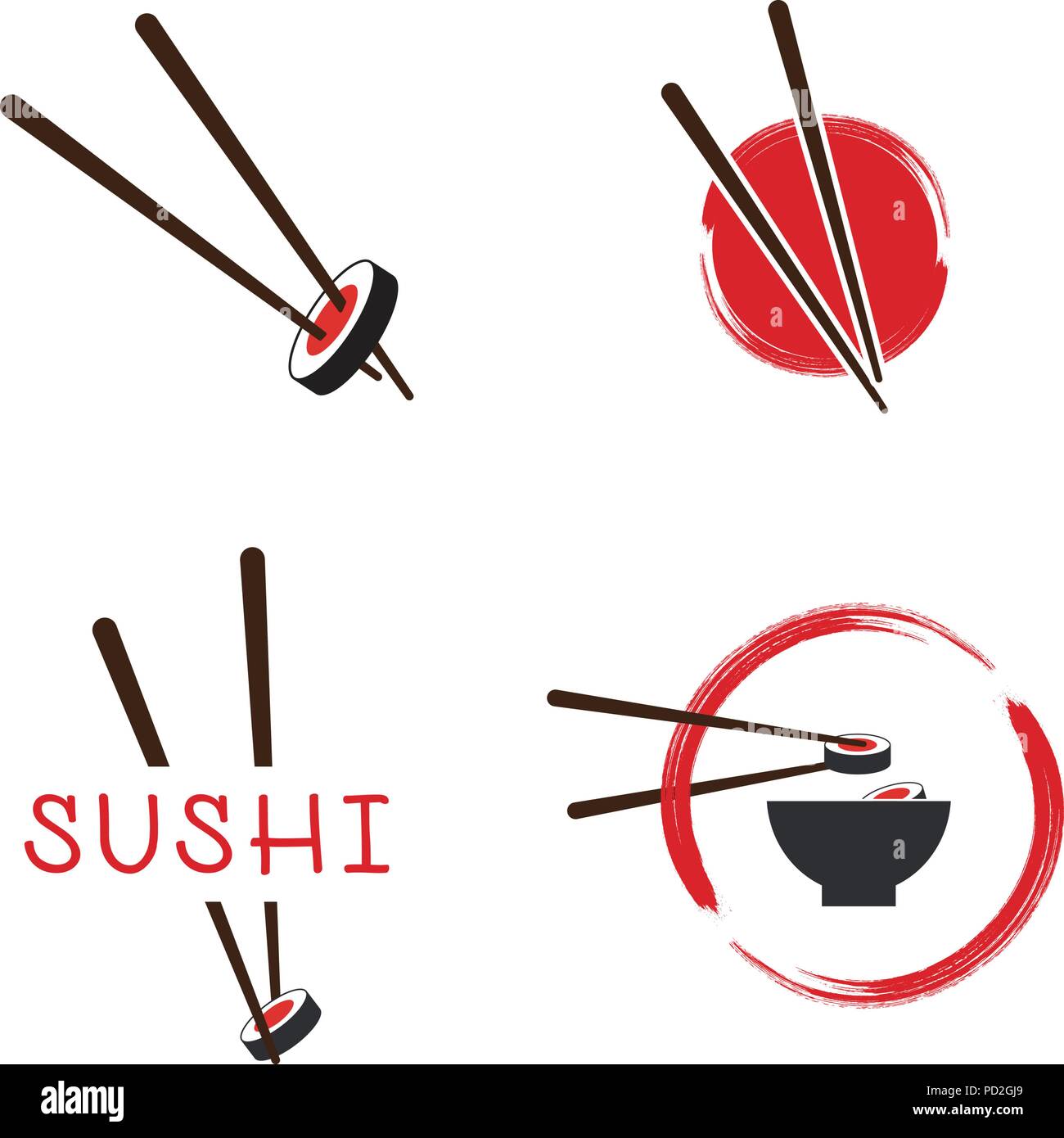 Illustration of sushi logo icon template design Stock Vector