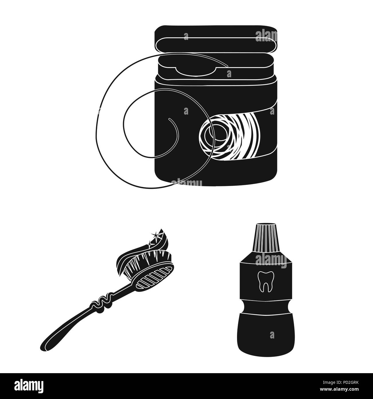 Dental care black icons in set collection for design. Care of teeth ...