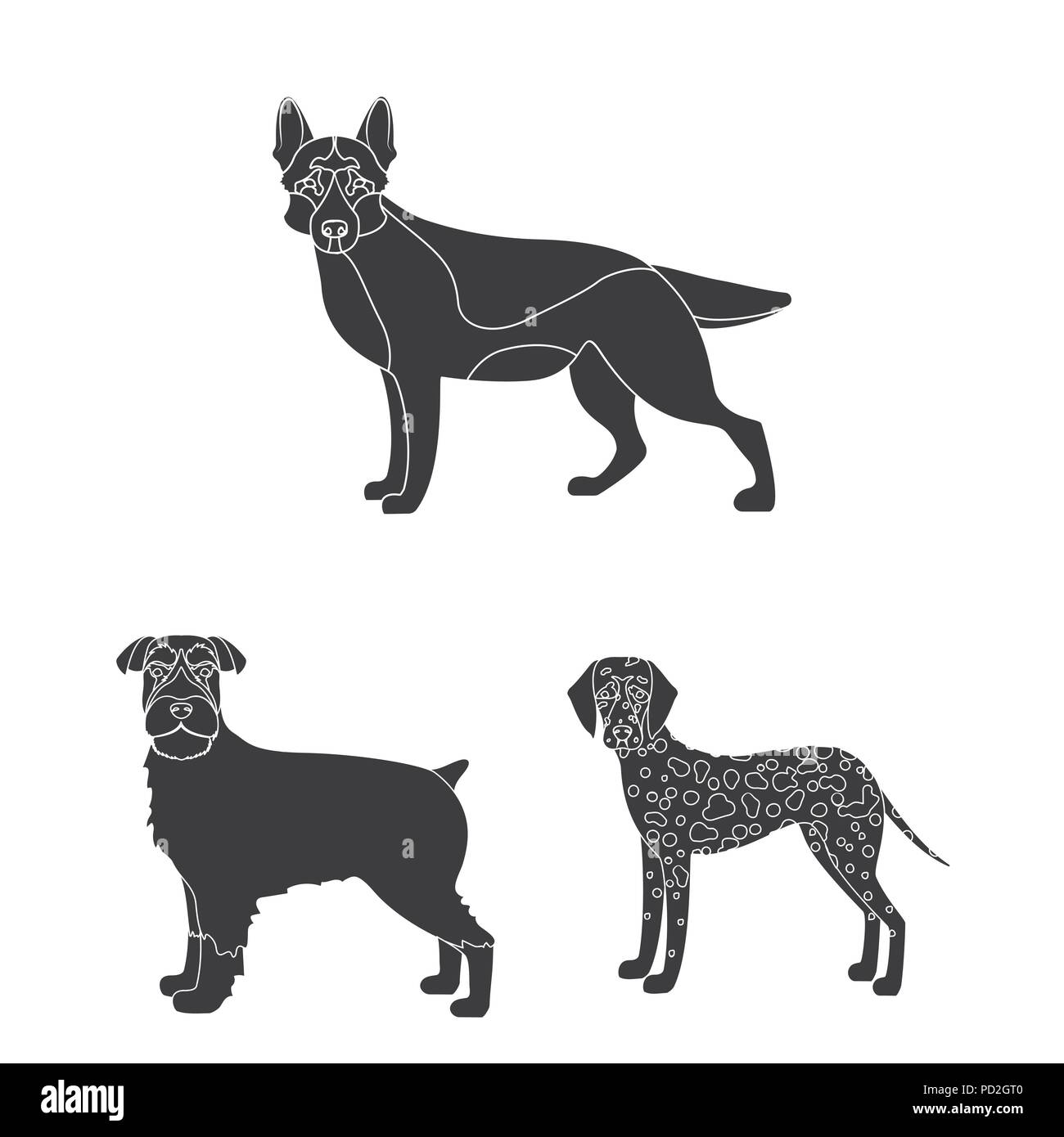 Dog breeds black icons in set collection for design.Dog pet vector ...