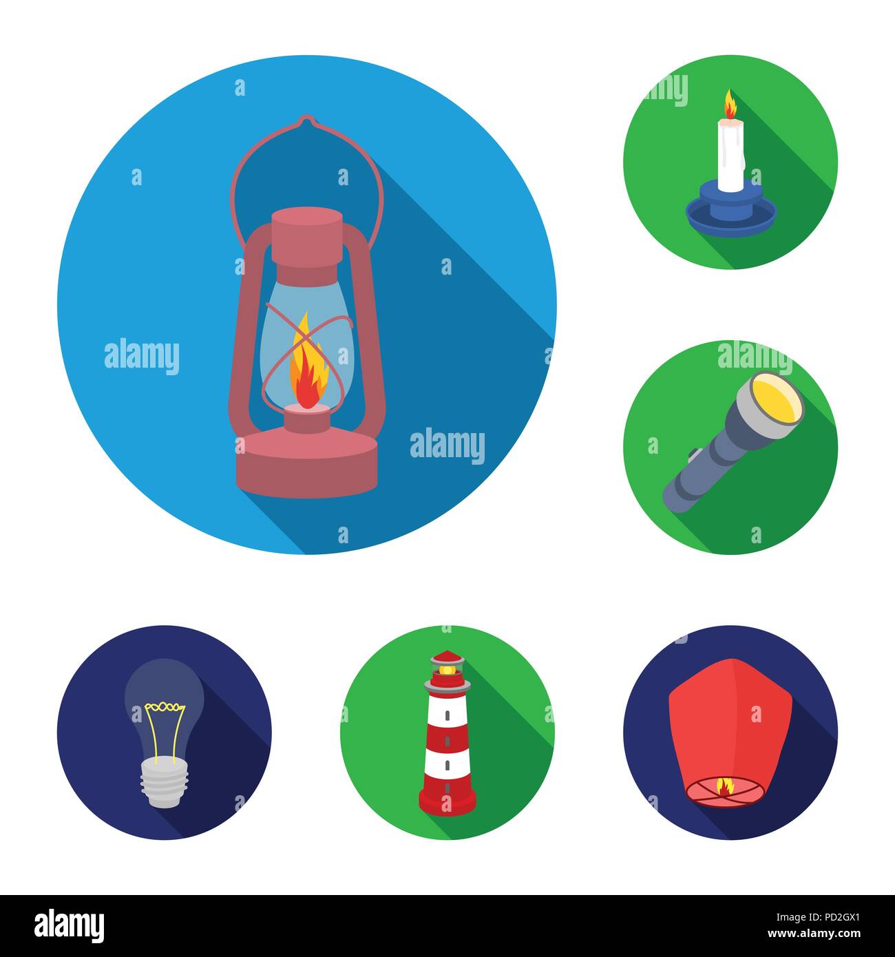 Light source flat icons in set collection for design. Light and ...