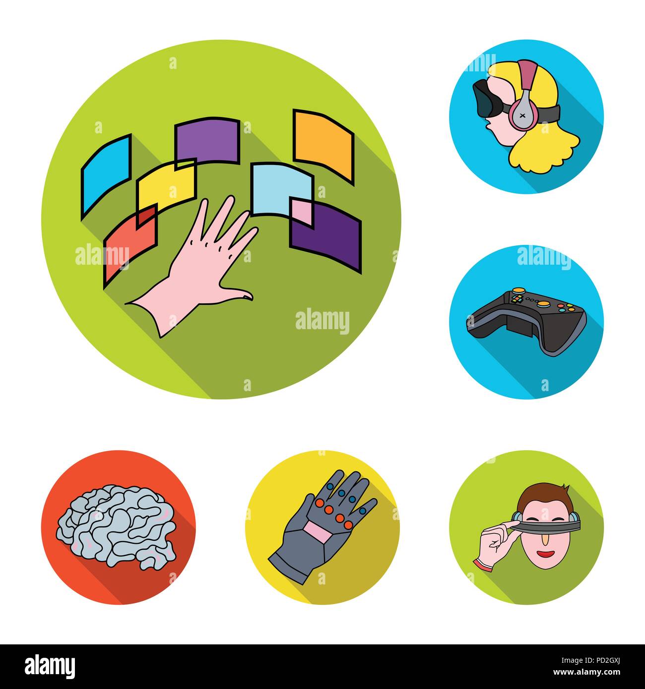 A virtual reality flat icons in set collection for design. Modern ...
