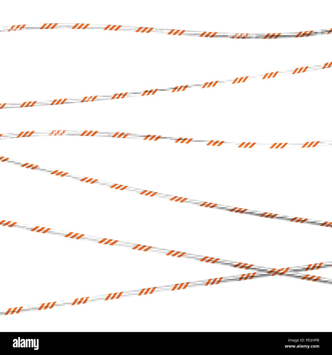 Traffic and caution warning. Caution tape. Vector illustration. Orange and white Stock Vector