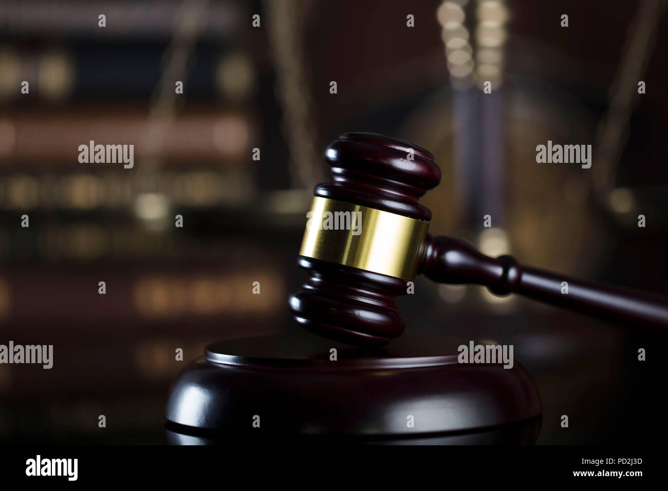 Law concept. Gavel in the judge library Stock Photo Alamy
