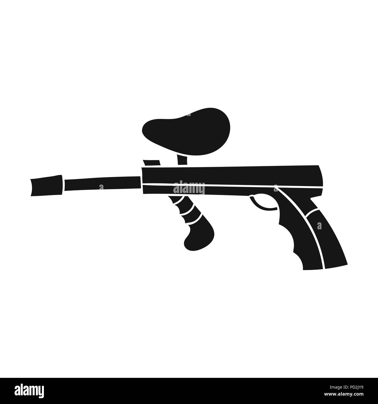 Paintball gun icon in black design isolated on white background