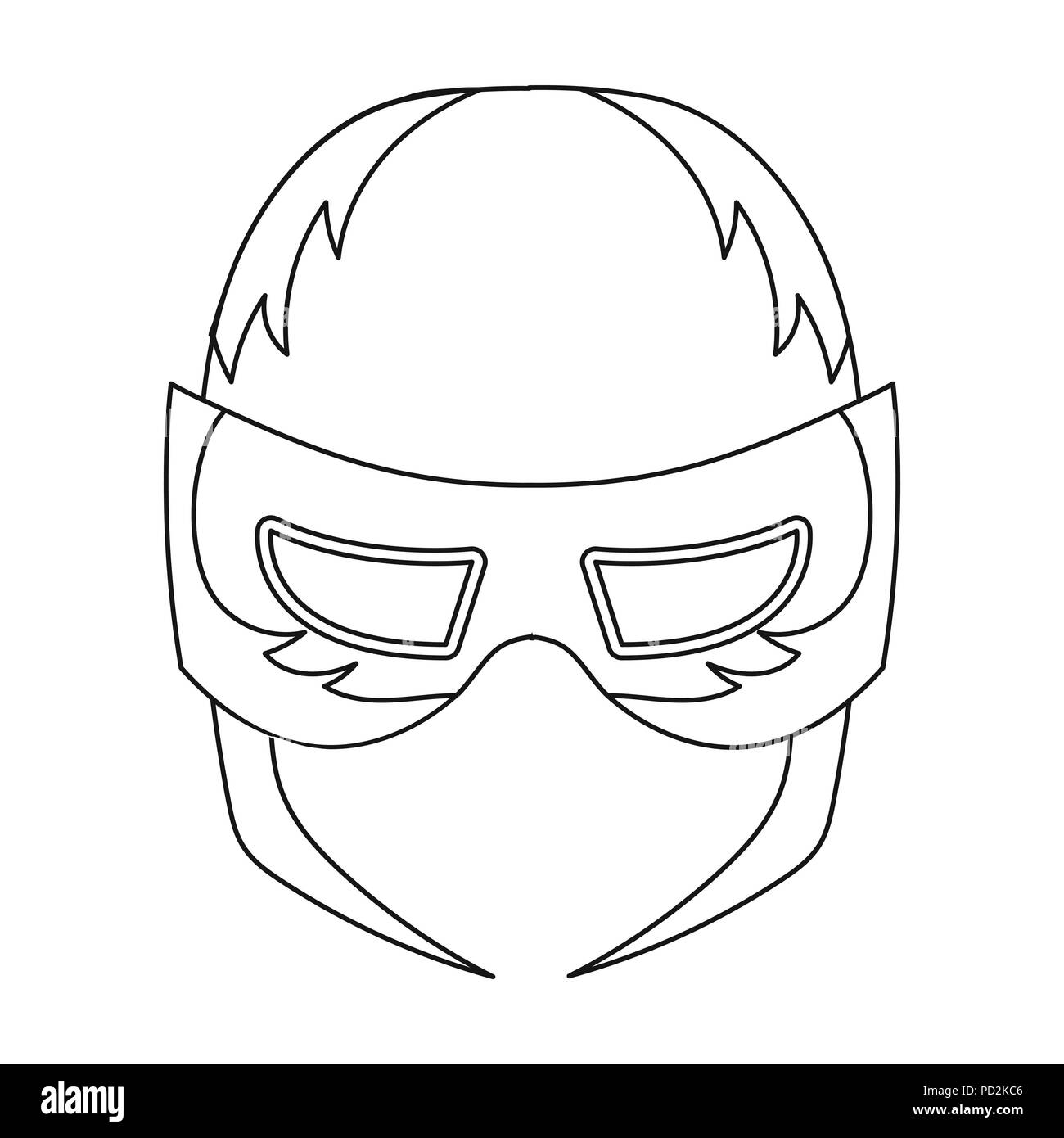 Full head mask icon in outline style isolated on white background