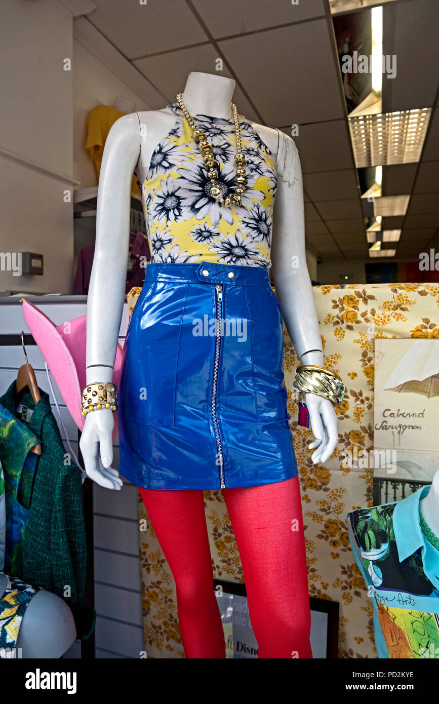 A mannewuin in the window of a charity shop in Edinburgh, Scotland, UK. Stock Photo