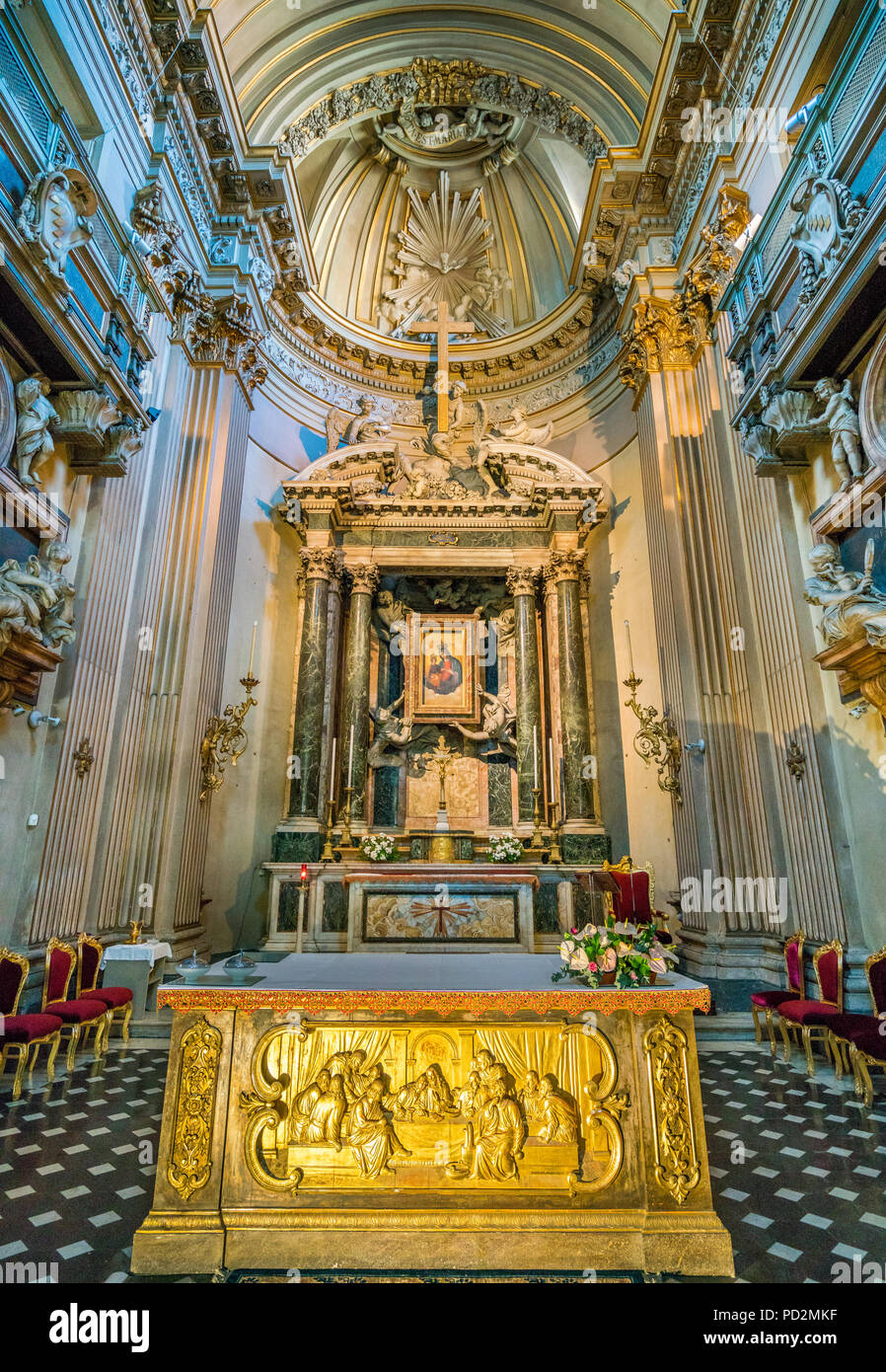 Santa Maria dei Miracoli Church in Piazza del Popolo, in Rome, Italy. Stock Photo