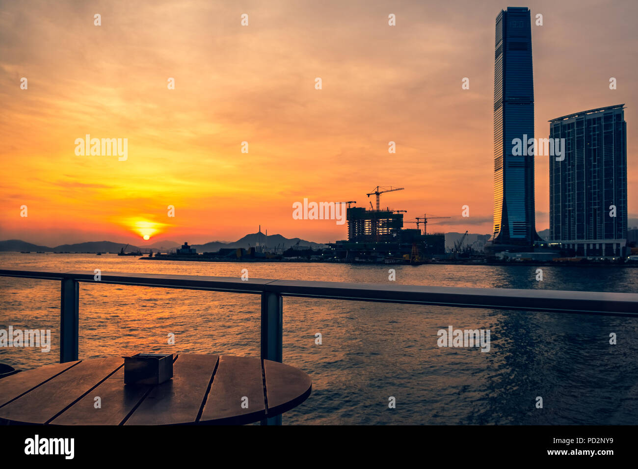 Sunset of Victoria Harbor of Hong Kong Stock Photo - Alamy