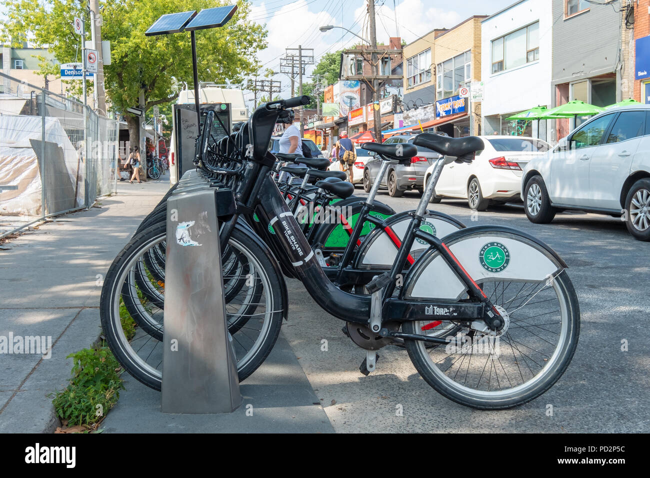 Bike Share Toronto is a bicycle sharing system.  It is run by the City of Toronto Parking Authority. Stock Photo