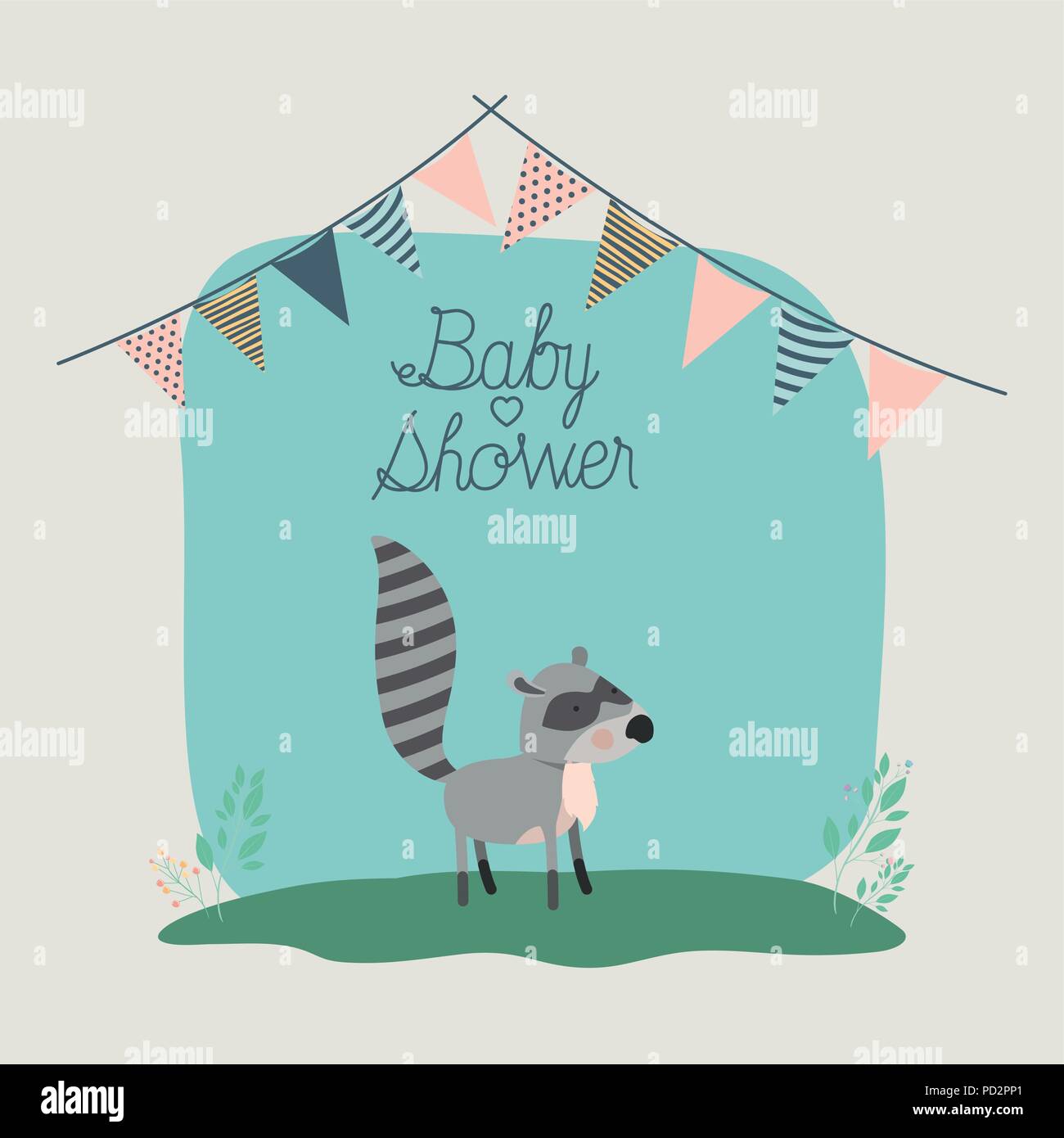 baby shower card with cute raccoon Stock Vector Image & Art - Alamy