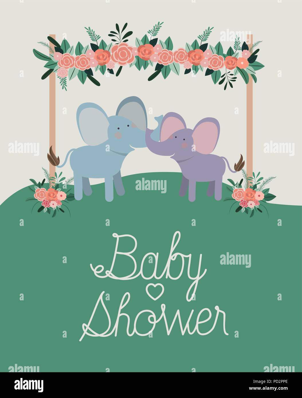 baby shower card with cute elephants couple Stock Vector Image & Art ...