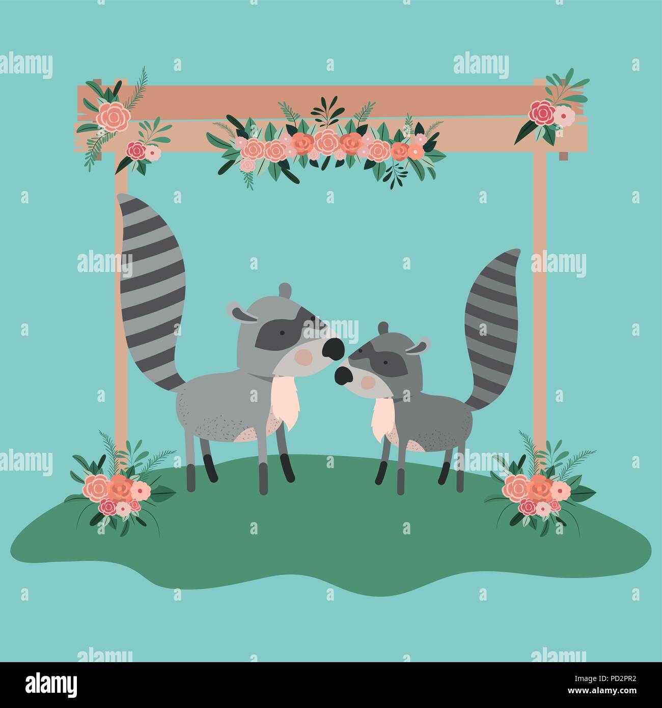 baby shower card with cute raccoons couple Stock Vector Image & Art - Alamy