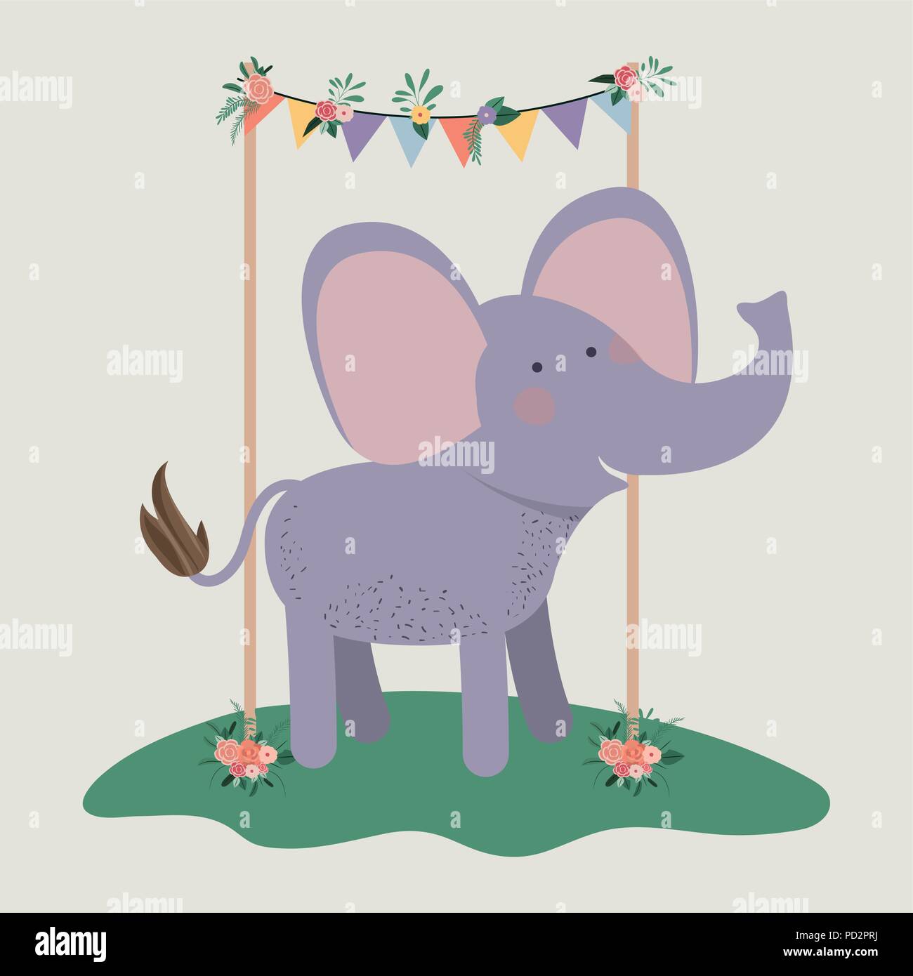 Baby Shower Card With Cute Elephant Stock Vector Art Illustration