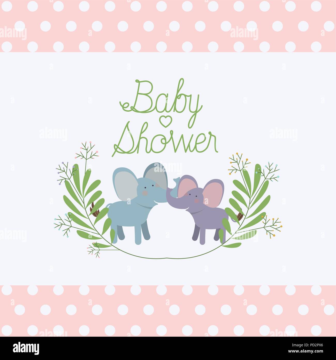 baby shower card with cute elephants couple Stock Vector Image & Art ...
