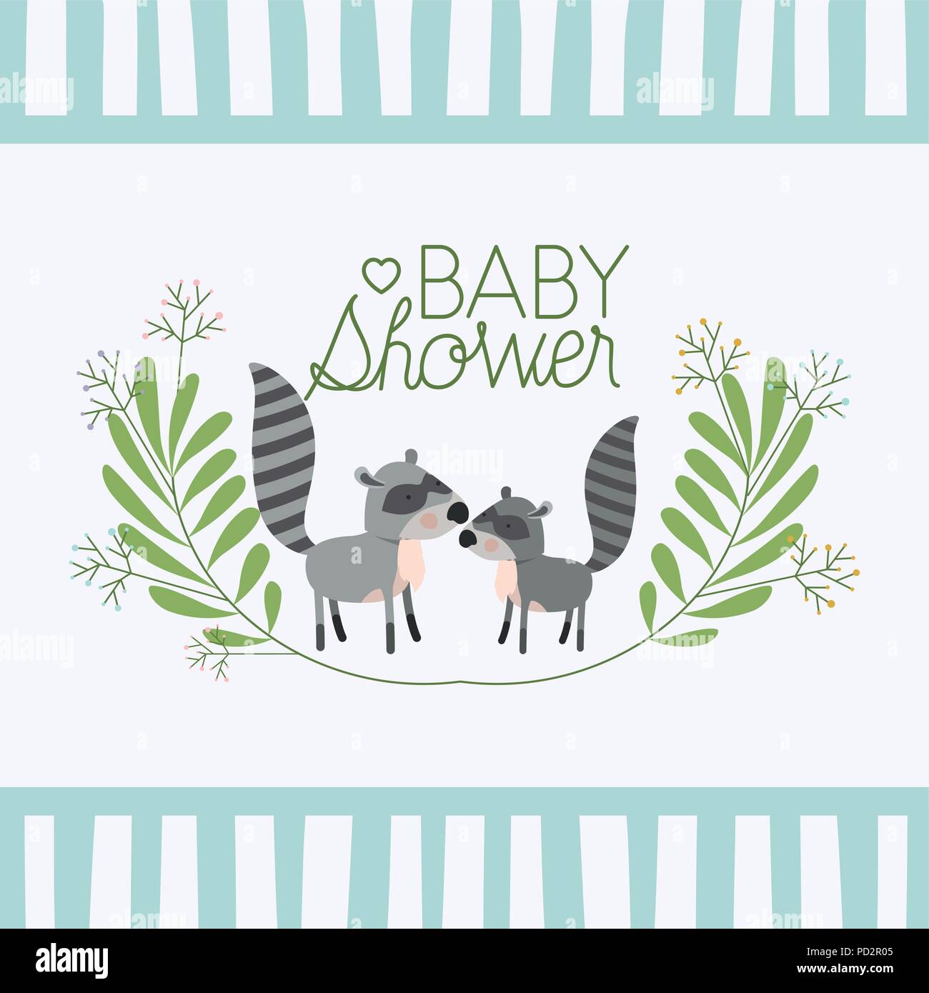 baby shower card with cute raccoons couple Stock Vector Image & Art - Alamy