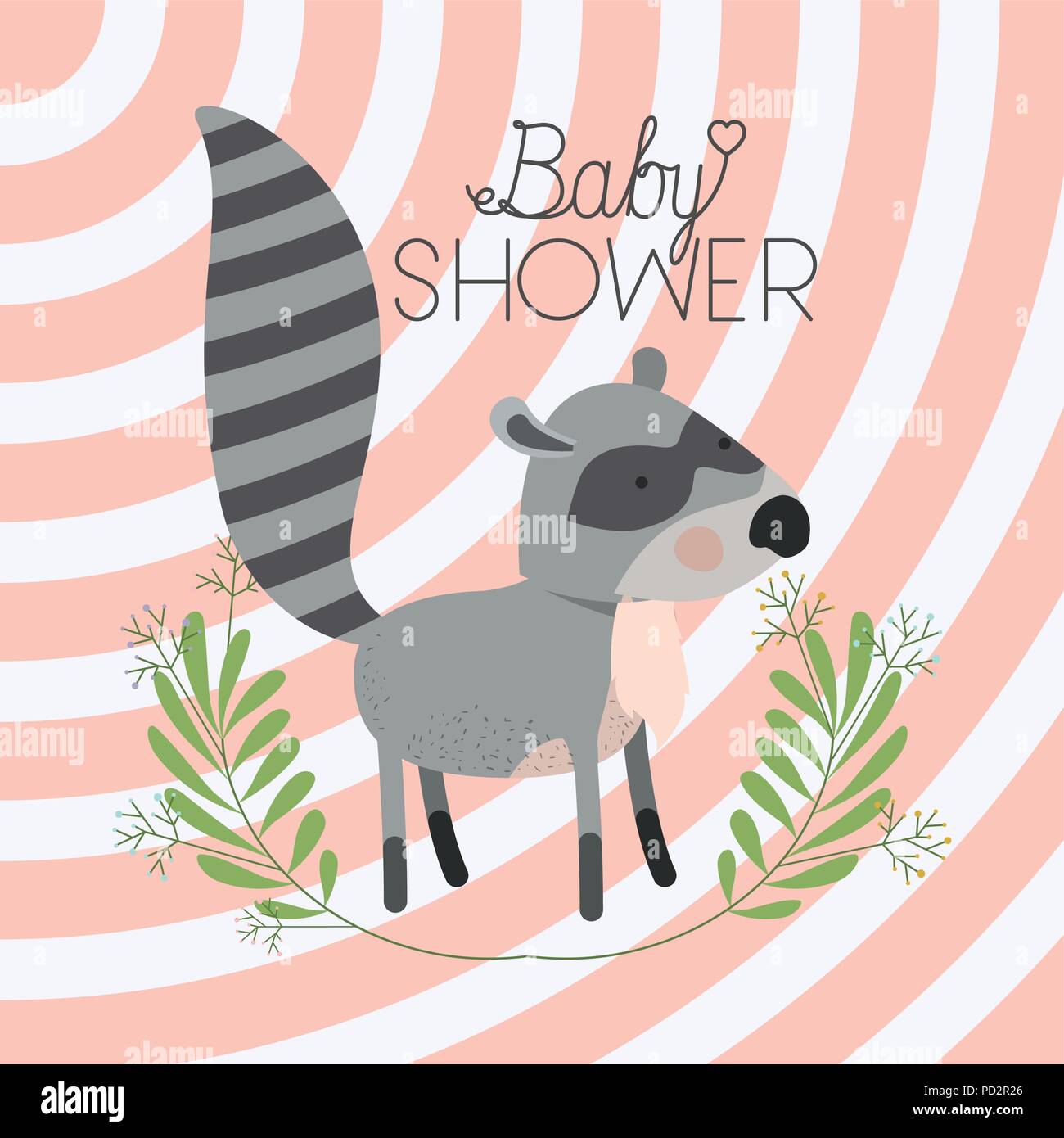 baby shower card with cute raccoon Stock Vector Image & Art - Alamy
