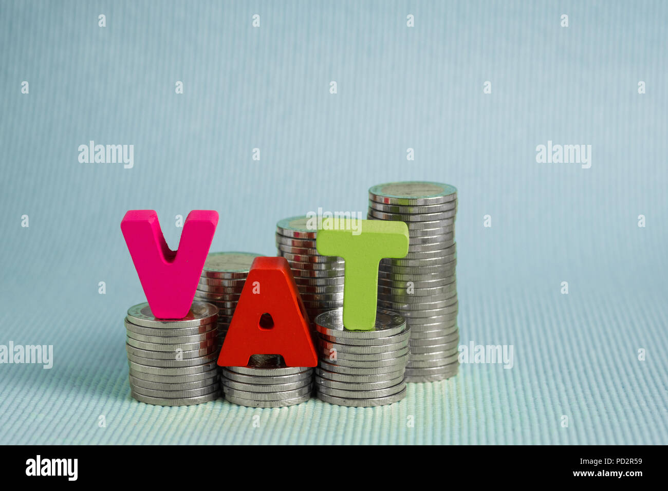 VAT (Value Added Tax) concept. Word VAT alphabet made from wood with