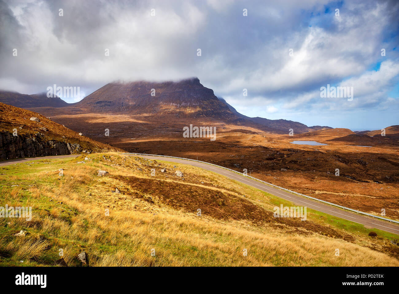 The highway A894 in the scottish highlands Stock Photo