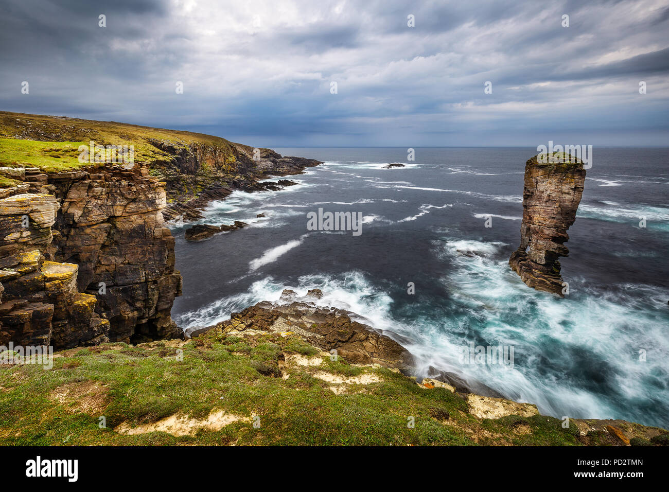 The Yesnaby Cliffs on the Orkney Islands Stock Photo
