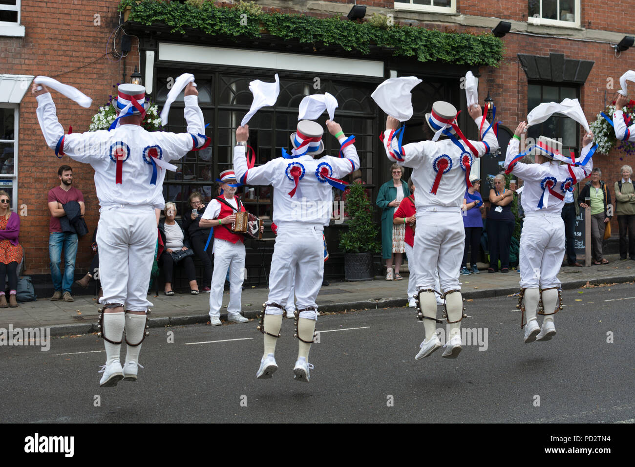 The Berkshire Bedlam Morris Dancers at Warwick Folk Festival, Church Street, Warwick, UK Stock Photo