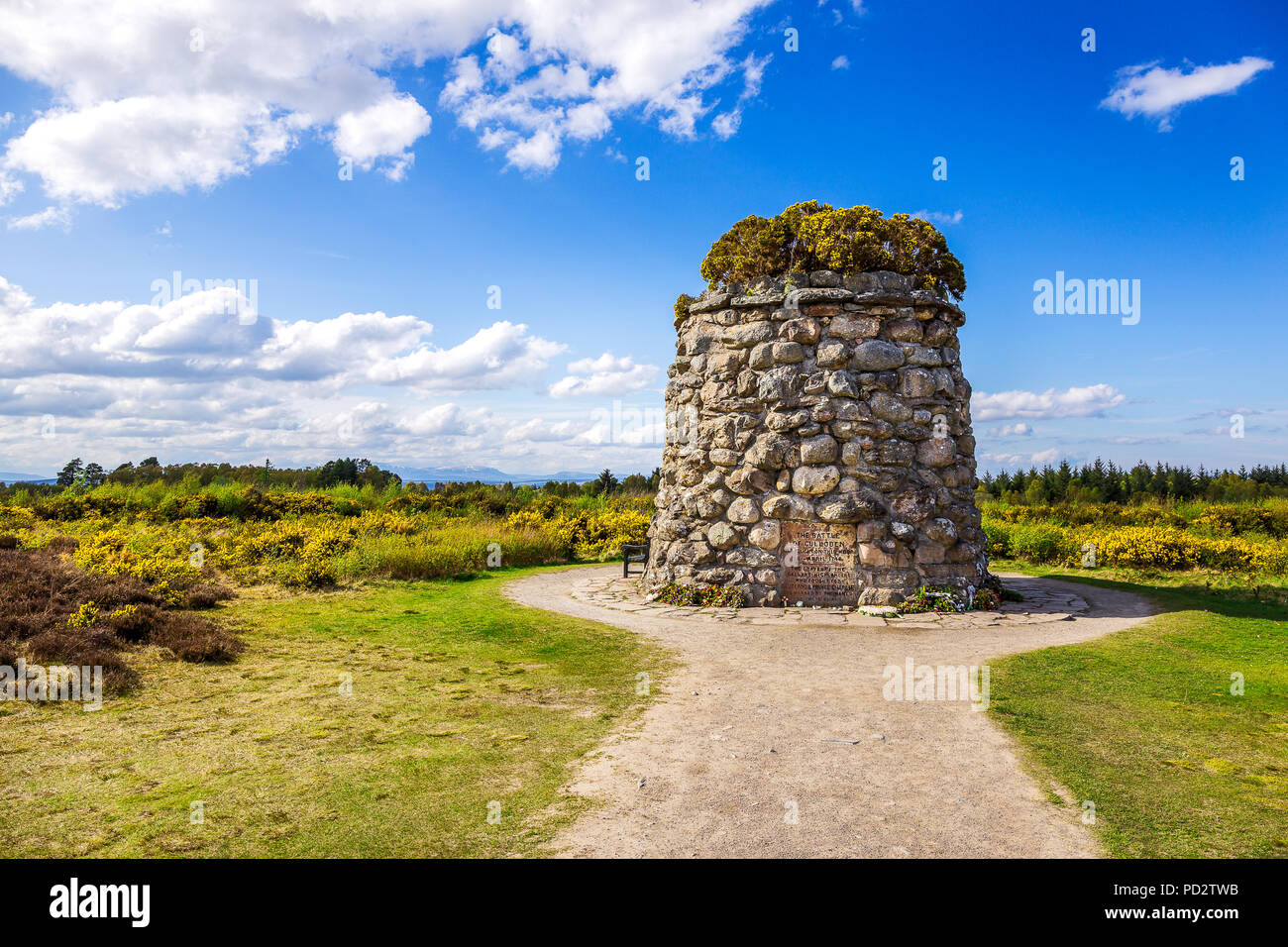 Memorial Cairn at  the battlefield of Culloden near Inverness Stock Photo