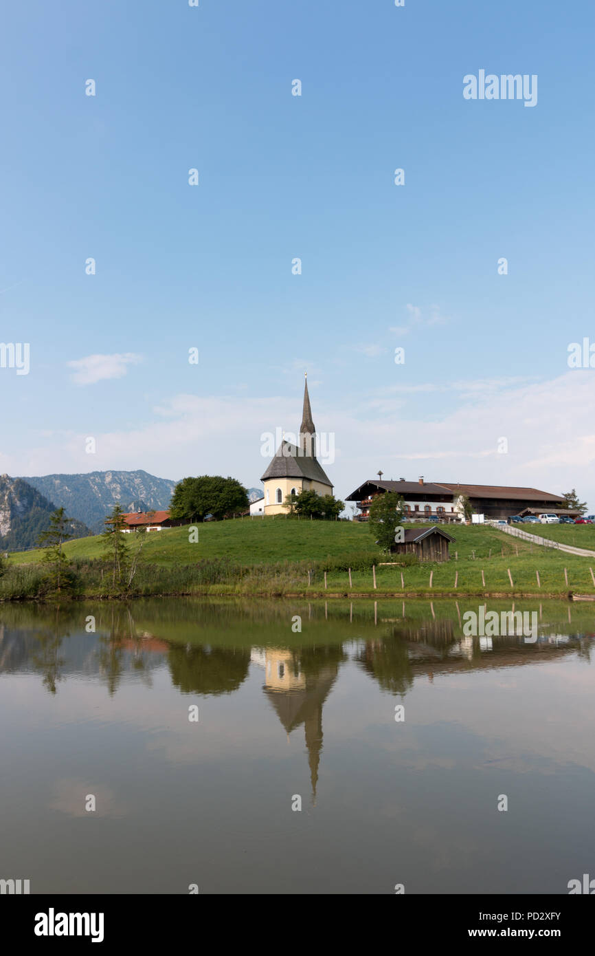 Inzell, Germany August 5, 2018 View of the Nikolauskirche church in