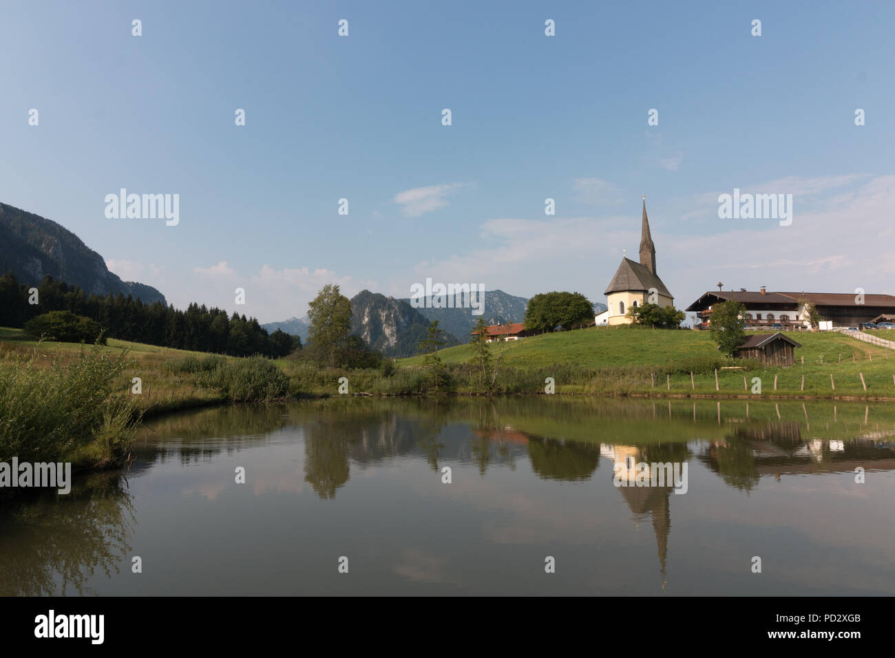Inzell, Germany August 5, 2018 View of the Nikolauskirche church in