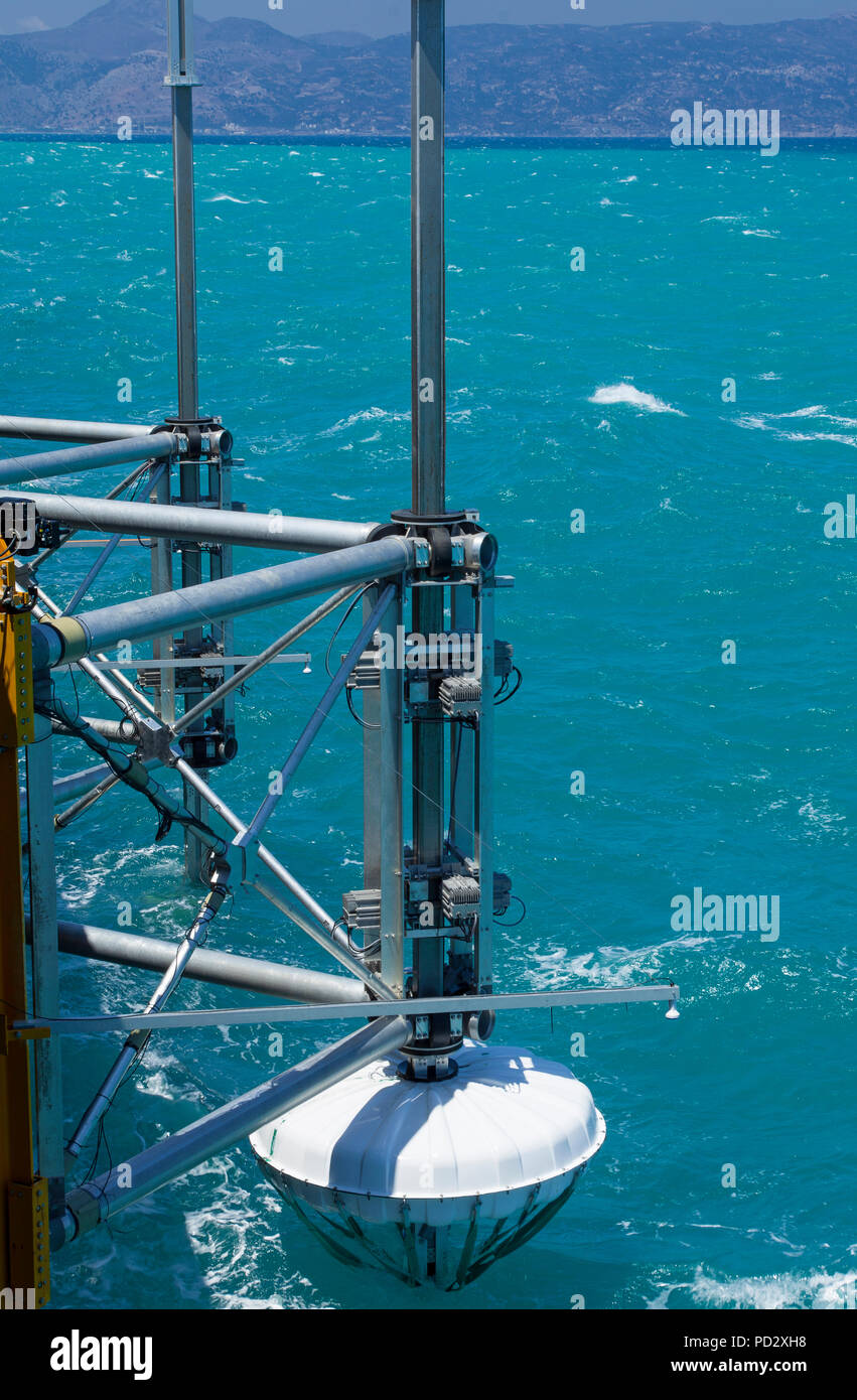 Marine research equipment fixed on the pier of Heraklion in Greece in the summer season close-up Stock Photo