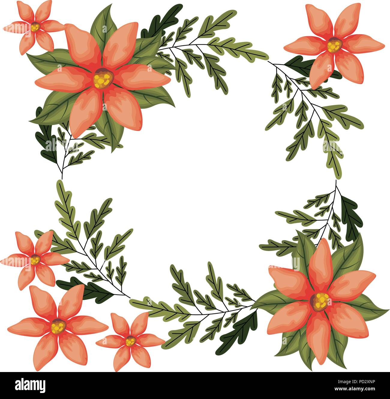 beautiful flower and leafs square frame Stock Vector Image & Art - Alamy