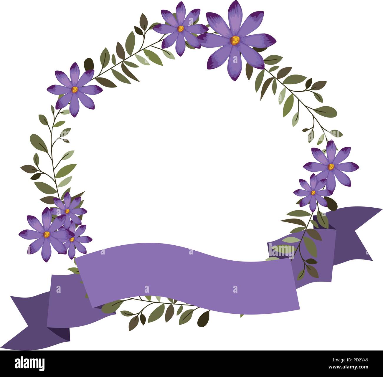Flower And Ribbon Frame beautiful flower and ribbon circular frame Stock Vector Image & Art - Alamy